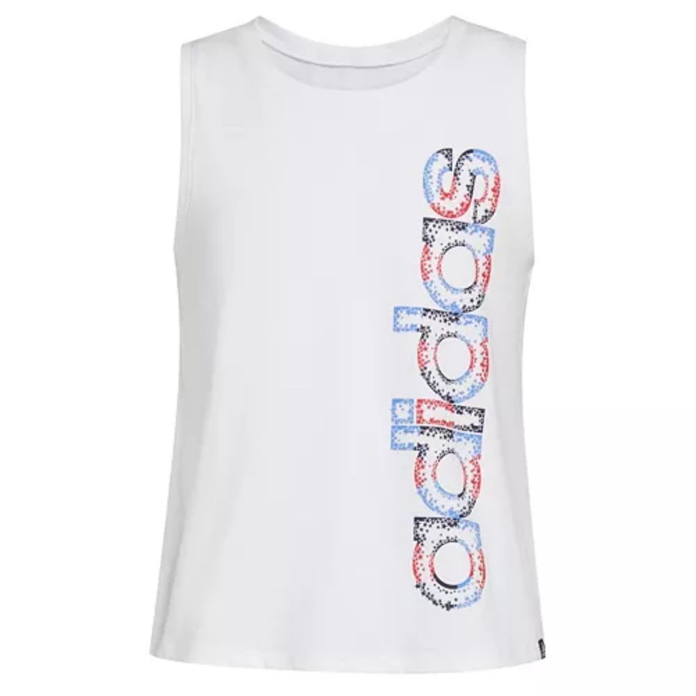 Adidas Girls White Tank With Blue‎ and Red Star Logo Size XL(16)